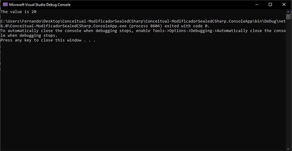 Modificador sealed no CSharp - Exemplol 01