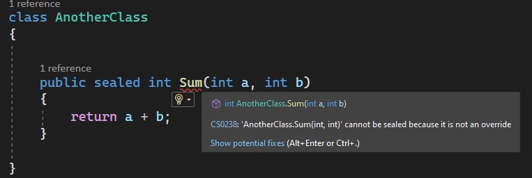 Modificador sealed no CSharp - Exemplo 04