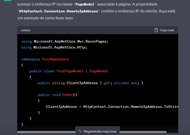 obtendo a lista de IP com o código C#