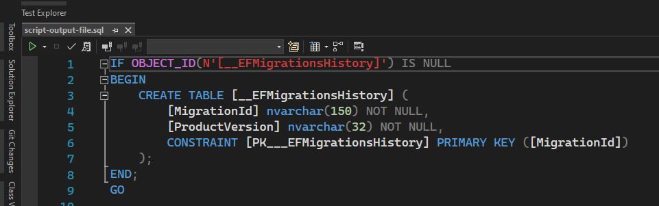 Executado o script de Migration